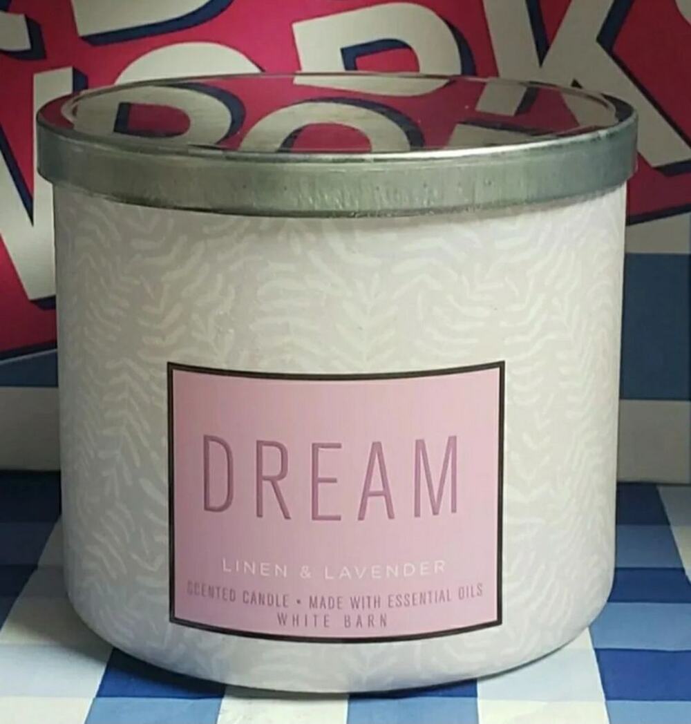 BBW DREAM Linen & Lavender Large 3 Wick Candle Home Fragrance Decor